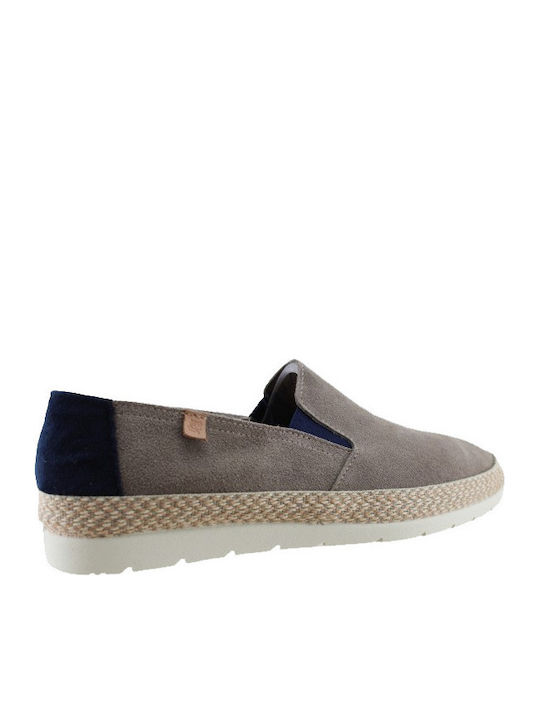 Leather Men's Espadrilles in Gray Colour