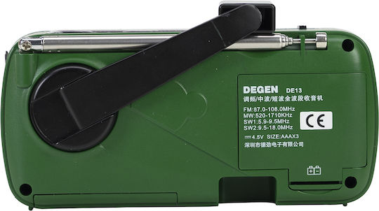 Degen DE13 Tragbares Radio Solar mit USB Grün