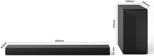 LG DS60T Саундбар 3.1 Bluetooth и HDMI 340W с Безжичен Субуфер и Дистанционно Прозрачен
