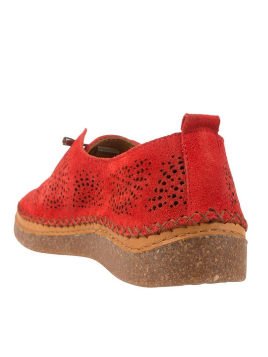 Leather Women's Oxfords In Red Colour