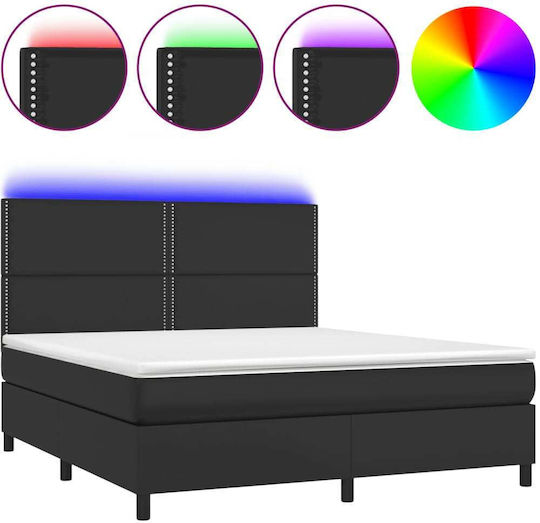 Κρεβάτι King Size με Στρώμα 180x200cm Μαύρο Κρεβάτι King Size με Στρώμα 180x200cm Μαύρο