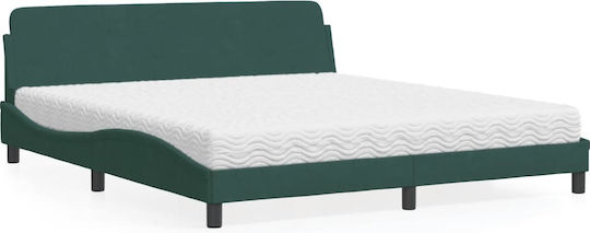 Κρεβάτι King Size με Στρώμα 180x200cm Σκούρο Πράσινο