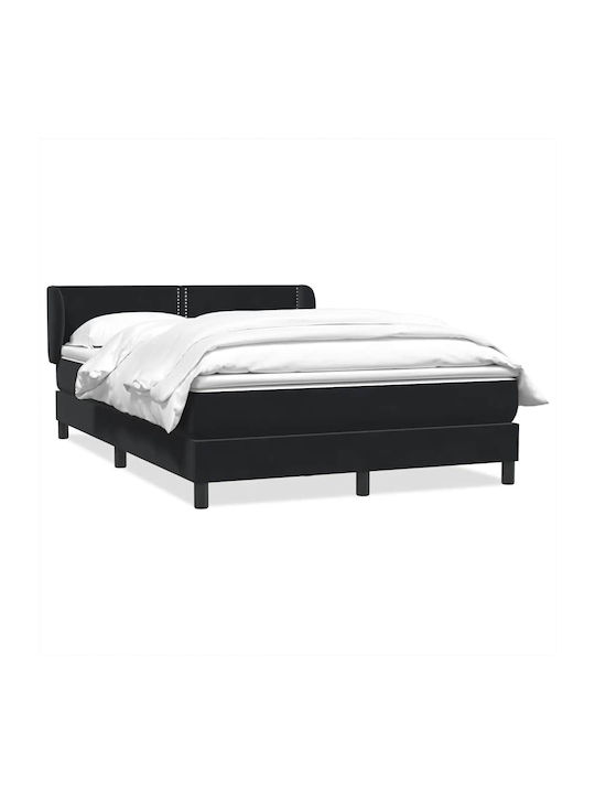 Vidaxl Pat Boxspring Saltea Negru 160x210cm Catifea 1 Buc Dublu Negru