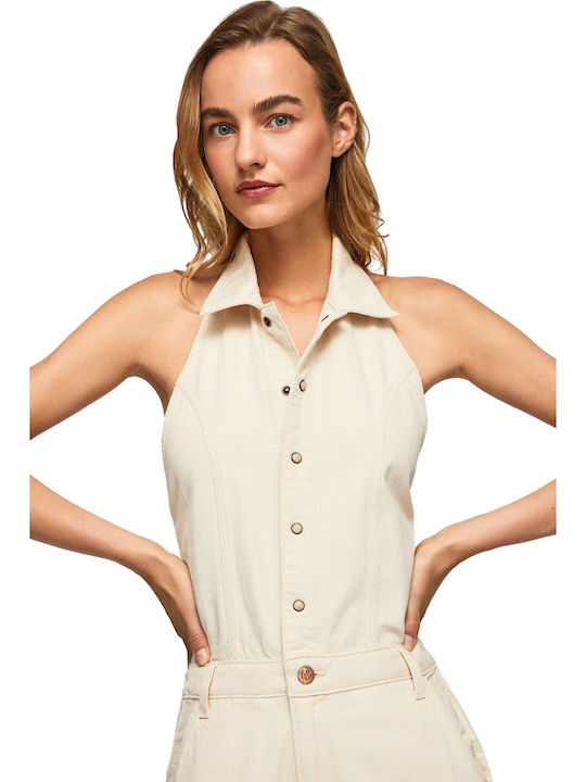 Larsa Women's Denim Sleeveless One-piece Suit Beige