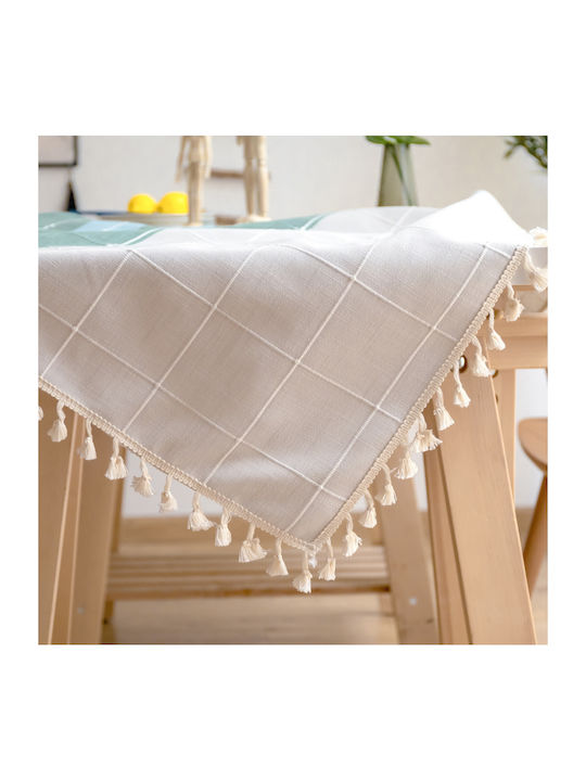 FRIPIA Față De Masă Din In Cu Broderie Albastru Deschis 140x250cm