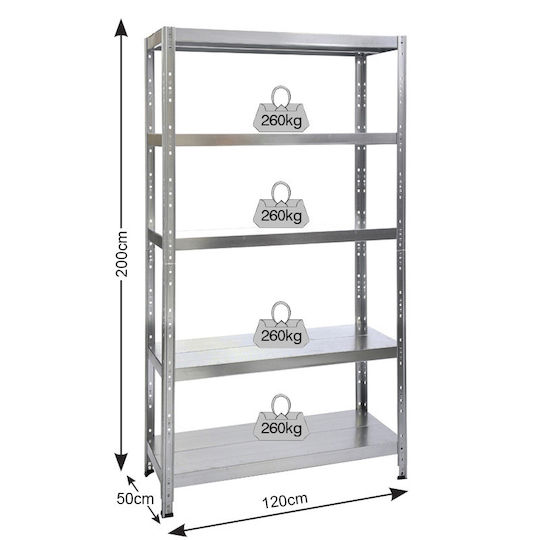 Bulle Dexion Galvanized Rack 120x50x200cm With 5 Shelves Total Load Capacity 1300kg