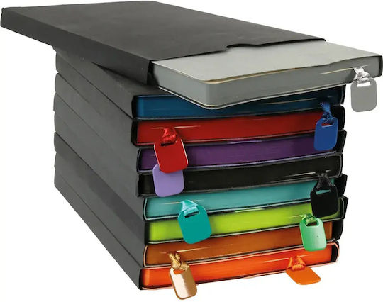 Flexy Lederimitat Bunte Kanten und Metallisches Detail Set 40 Geregelte Notebooks Blau