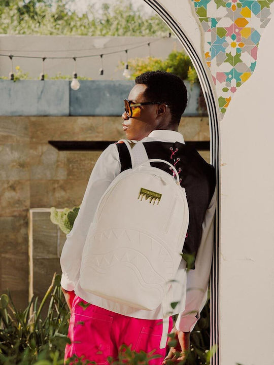 Sprayground Σχολική Τσάντα Πλάτης Λευκή με Θήκη για Παγούρι