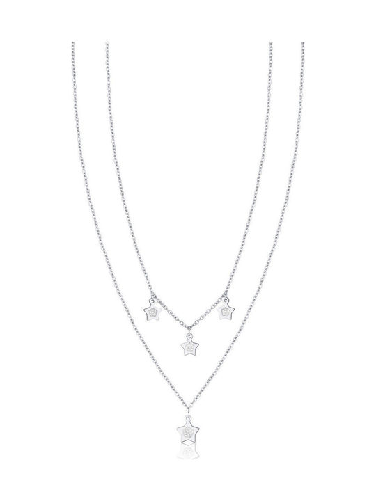 Luca Barra Double Necklace Made of Steel