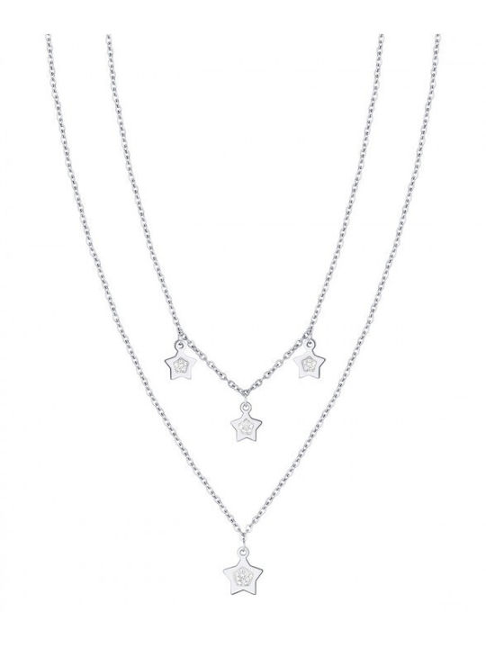 Luca Barra Double Necklace Made of Steel