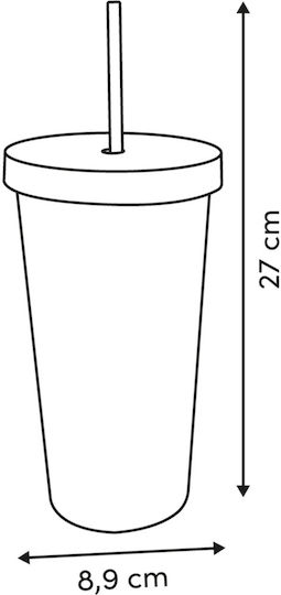 5Five Ποτήρι Θερμός Ανοξείδωτο / Πλαστικό 700ml Πράσινο με Καλαμάκι