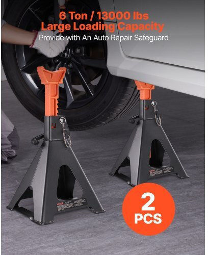 Vevor Jack Bases Capacity 6 Tons 13,000 Pounds Adjustable Height 370-580 Mm Heavy Duty Steel Automatic Jack Bases Double Locking Lifting Small Trucks Cars SUV 1 Pair Black Orange