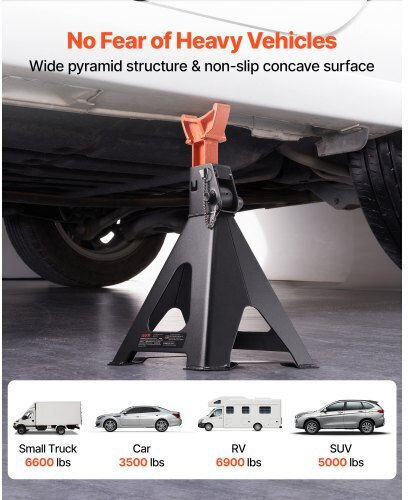 Vevor Jack Bases Capacity 6 Tons 13,000 Pounds Adjustable Height 370-580 Mm Heavy Duty Steel Automatic Jack Bases Double Locking Lifting Small Trucks Cars SUV 1 Pair Black Orange
