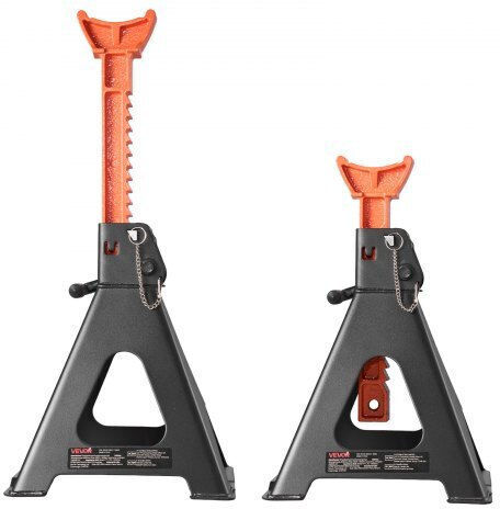 Vevor Jack Bases Capacity 6 Tons 13,000 Pounds Adjustable Height 370-580 Mm Heavy Duty Steel Automatic Jack Bases Double Locking Lifting Small Trucks Cars SUV 1 Pair Black Orange