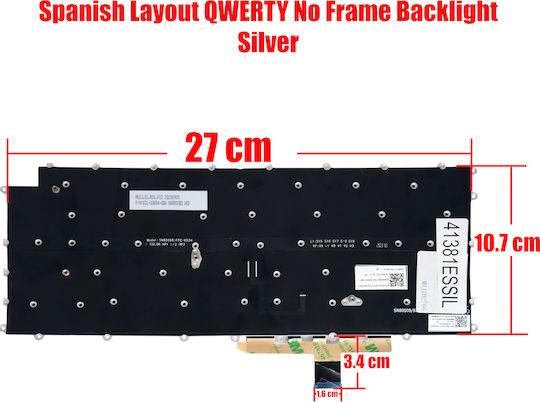 Spanish Laptop Keyboard For LG Gram 14z90p 14t90p 14z95p 14z90p-g AEW74230112T SN8000B-FPC-X03H SN8000BU MBN664635XX AFP76386304 SG-A4920-2EA ES No Frame Backlit Silver Code 41381ESSIL