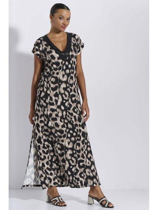 Summer Maxi Evening Slip Dress Animal Print