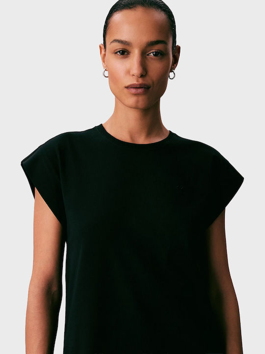 Summer Midi T-Shirt Dress with Tearing Black
