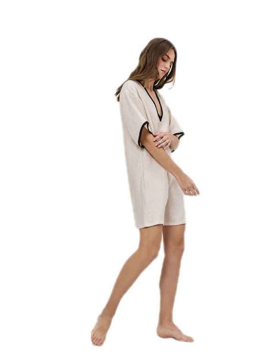 Sommer Mini Damenkleid Ecru