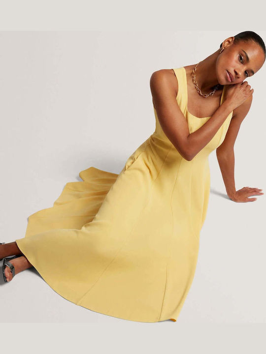 Sommer Midi Damenkleid Hellgelb