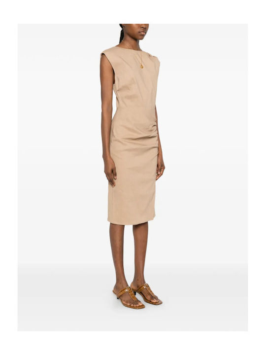 Summer Midi Dress for Wedding - Christening Beige