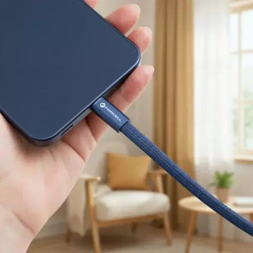 Forcell Flat USB 2.0 Cable USB-C male - USB-C 100W Μπλε 1.2m