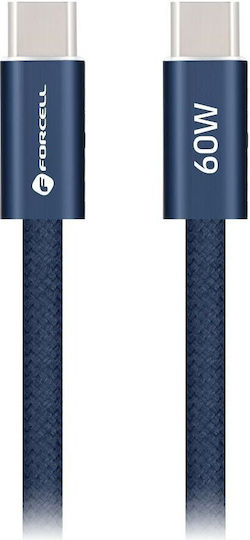 Forcell USB 2.0 Cable USB-C male - USB-C 60W Μπλε 1.2m