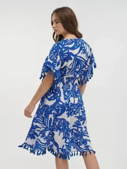 Ble Resort Collection One Size 100% Καφτάνι Παραλίας Μπλε/λευκο Ble Resort Collection One Size 100% Καφτάνι Παραλίας Μπλε/λευκο
