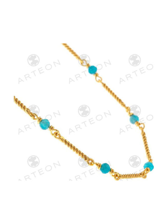 Arteon Κολιέ από Επιχρυσωμένο Ασήμι Γαλάζιο