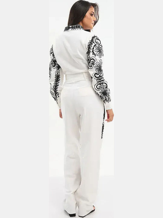 Damenteil Langärmeliges Jumpsuit Weiß