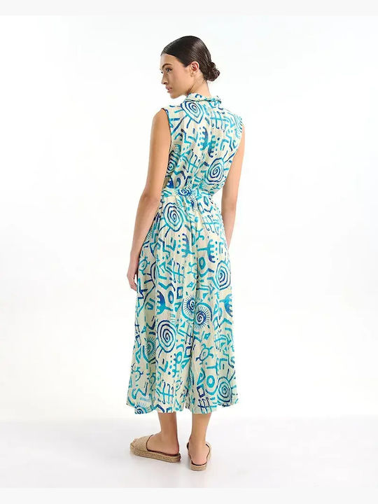 Women's One-piece Jumpsuit White With Blue Turquoise
