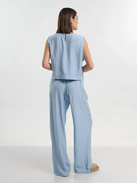 Women's Fabric Trousers Soft Blue