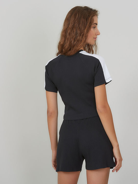 Paula Γυναικείο Αθλητικό Crop T-shirt Μαυρο
