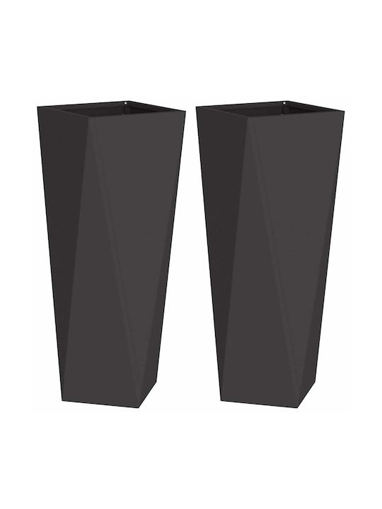 vidaXL Set of 2 Metallic Flower Pots Black 30x30x75cm