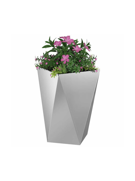vidaXL Саксия Метал Silver 50x50x75см.
