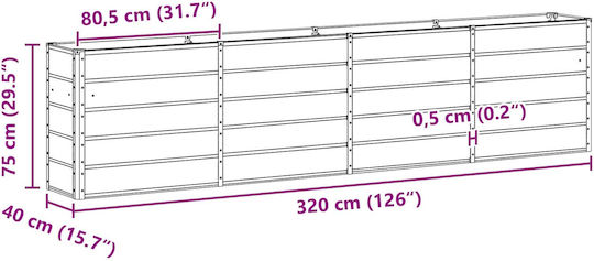 vidaXL Ghiveci Metal Ivory 160x40x75cm.