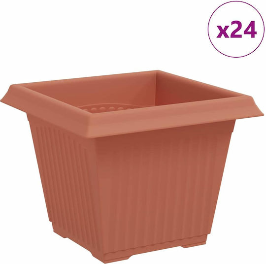 vidaXL Set 24 Kunststoff-Blumentöpfe Terrakotta Rote 33x26cm