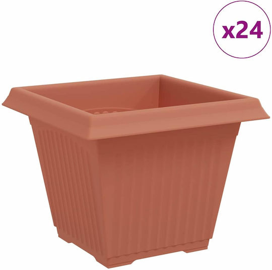 vidaXL Set of 24 Plastic Flower Pots Terracotta Red 38x30cm