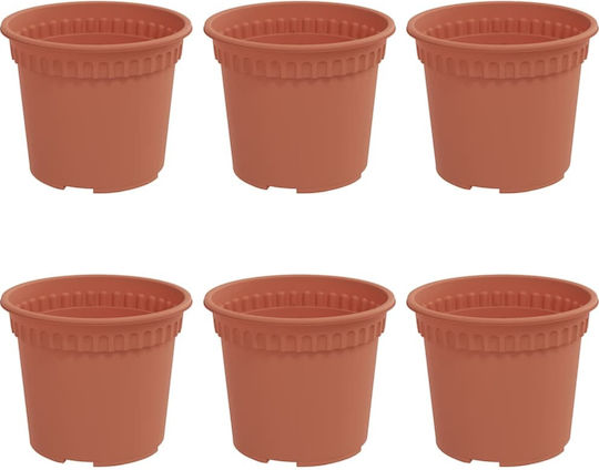 vidaXL Комплект 6 Саксии Пластмасови Light Terracotta vidaXL Комплект 6 Саксии Пластмасови Light Terracotta