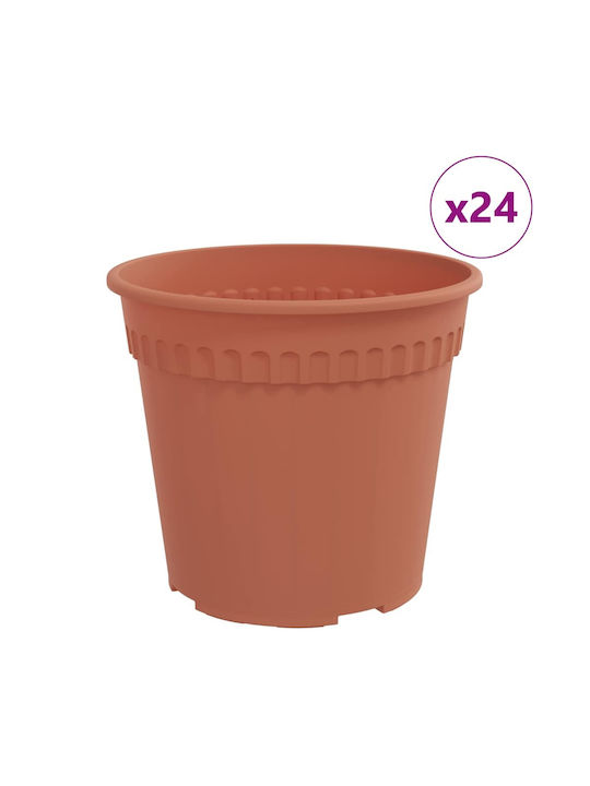 vidaXL Set 24 Ghivece de Flori Din Plastic Cărămiziu 17x14cm