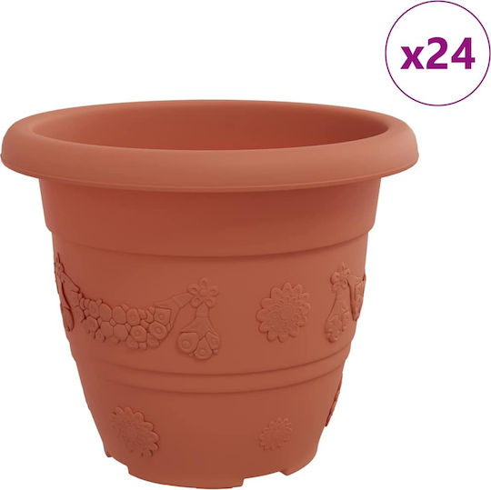 vidaXL Set 24 Pots Plastic Light Terracotta vidaXL Set 24 Pots Plastic Light Terracotta