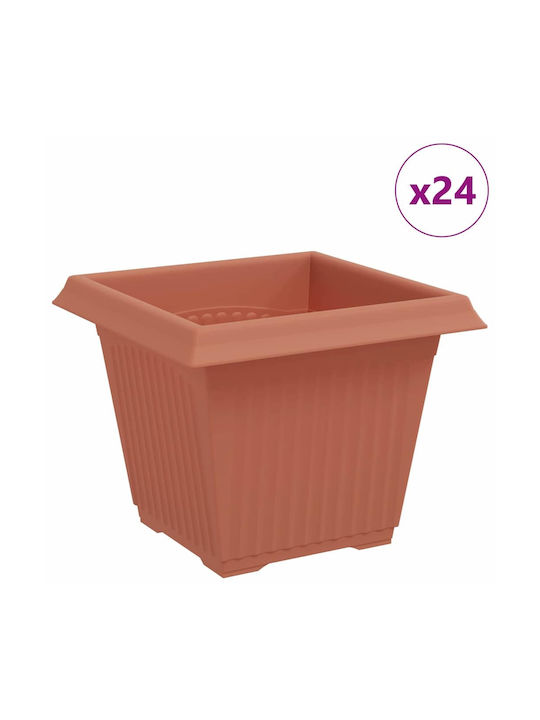 vidaXL Set 24 Ghivece de Flori Din Plastic Cărămiziu 20x16cm