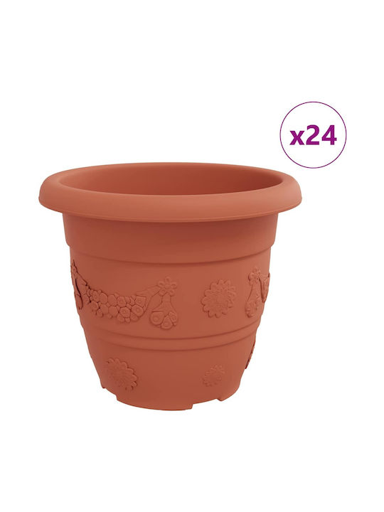 vidaXL Set 24 Kunststoff Pflanzgefäße Terrakotta 30x30x25cm