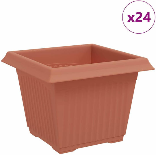 vidaXL Set 24 Pots Plastic Light Terracotta vidaXL Set 24 Pots Plastic Light Terracotta