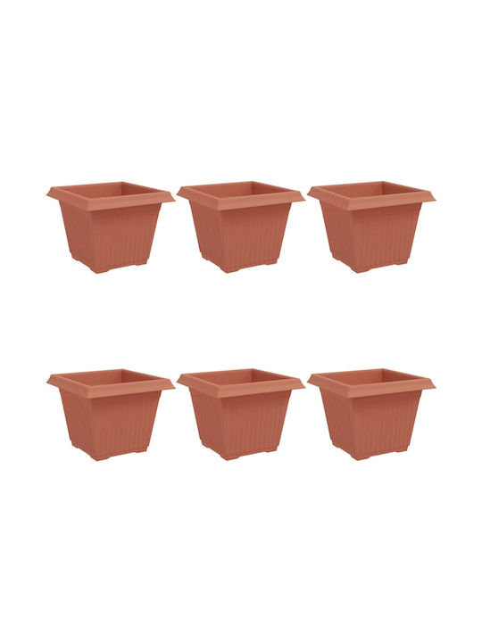 vidaXL Set 6 Pots Plastic Light Terracotta