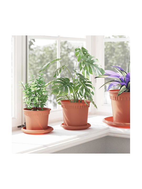 vidaXL Комплект 6 Саксии Пластмасови Light Terracotta