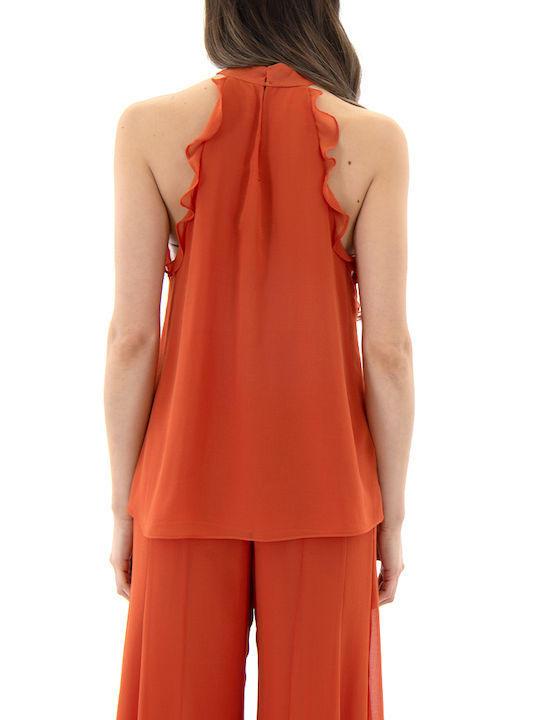 Zoya Women's Sleeveless Orange Blouse