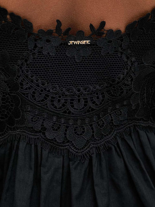 Women's Cotton Sleeveless Black Blouse