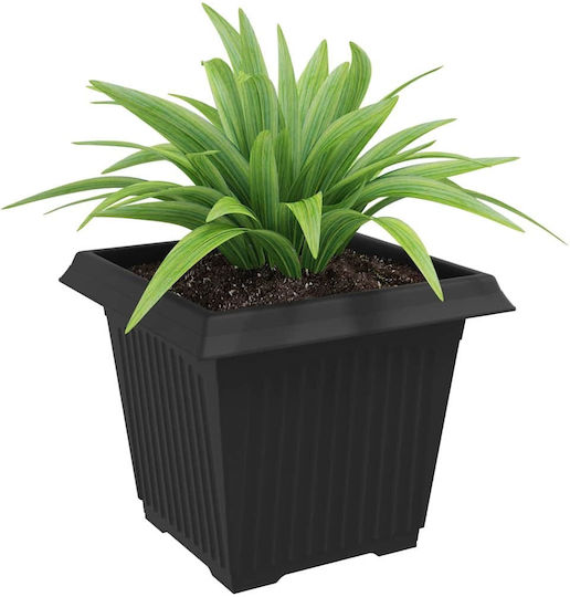 vidaXL Set of 6 Plastic Black Flower Pots 33x26cm