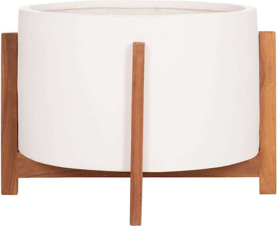 Freebox Blumentopf Weiß-Teak