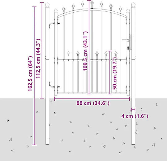 vidaXL Metal Fence Gate with Spears in Green Color 1.25x1.0m